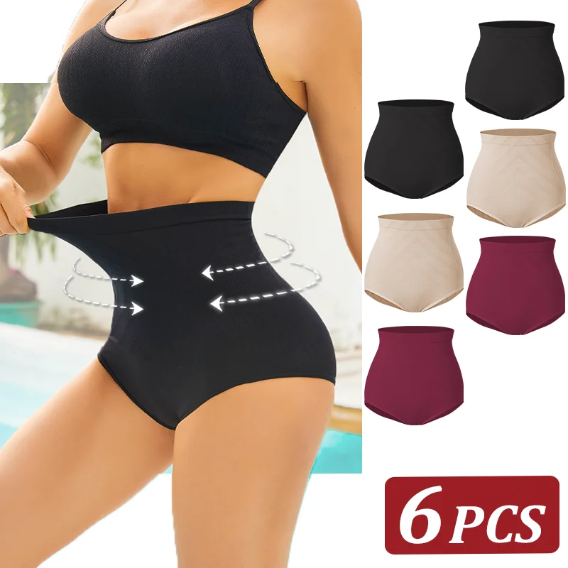 6Pcs Slimming High Waist Tummy Control Panties Women Briefs Shaper Slimming Underwear Butt Lifter Belly Shaping Body Shapewear