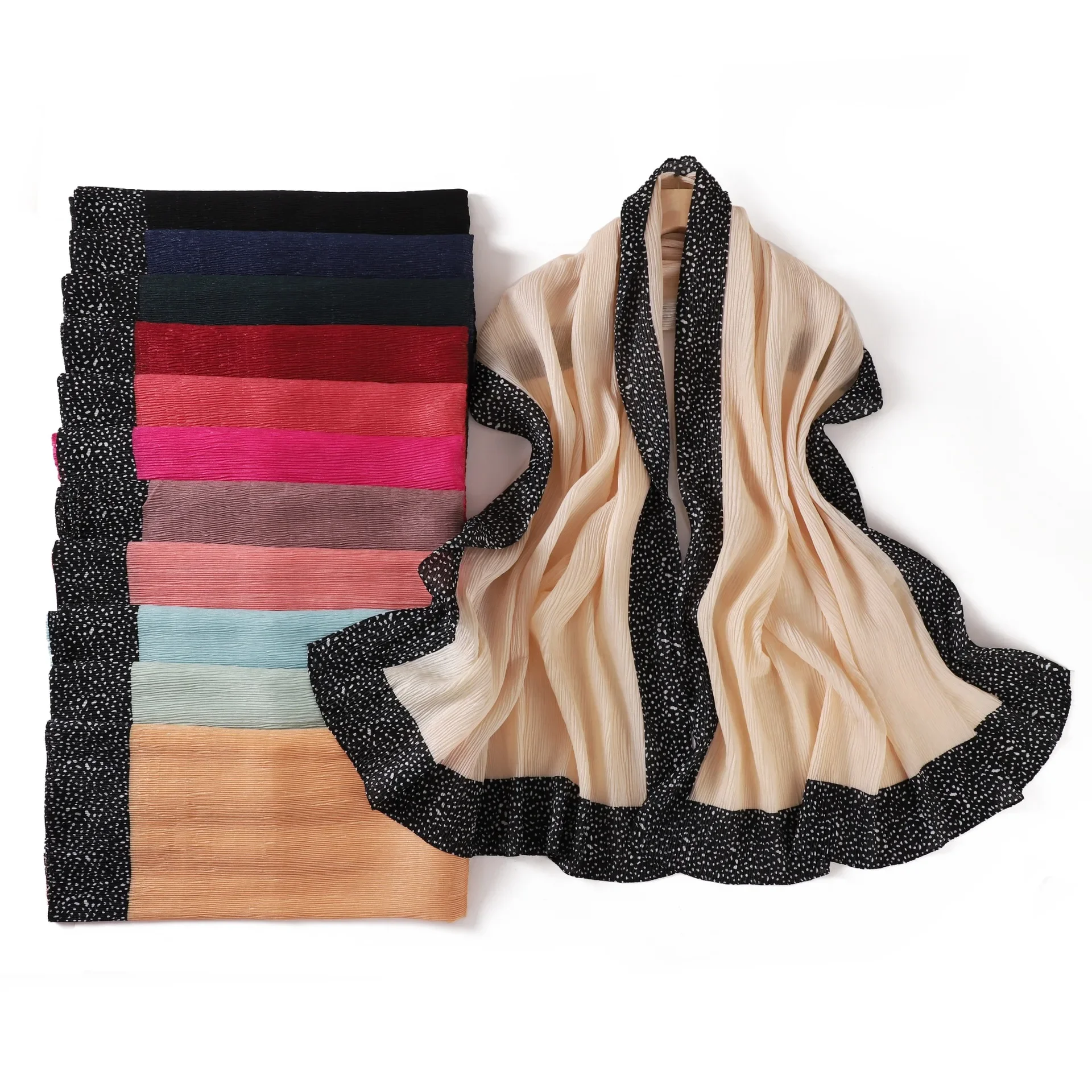 

New Patchwork Long Scarf Winkle Scarves Crinkle Headscarf Women Muslim Hijab Shawls Wrap Bandanas Bufanda Foulard Turbante Mujer