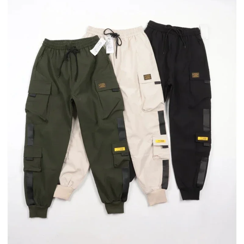 

Loose Fit Multi Pocket Joggers For Spring Summer, Men's Street Style Waist Drawstring Casual Pants Cargo Pants For Fitness