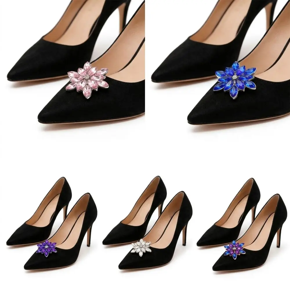 1 Pair Shiny Snowflake Women's Shoe Buckle Removable Shoes Charm Buckle Bride Shoe Clips Rhinestone Shoes Decorations Clip