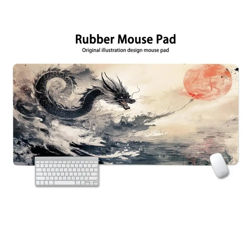 オリエンタルドラゴン 大型マウスパッド、オフィスパッド、ゴム製滑り止めレトロスタイルマウスパッドデスクパッド、PCアクセサリー、デスクアクセサリー。