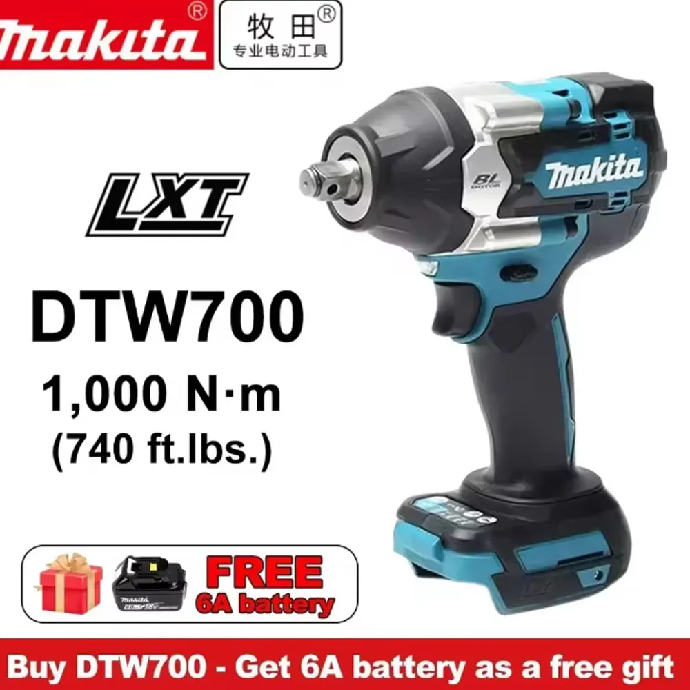 

Makita DTW700 1000N.M Torque Brushless Electric Impact Wrench Cordless Electric Drill 1/2" Wrench Power Tools 18V Batter