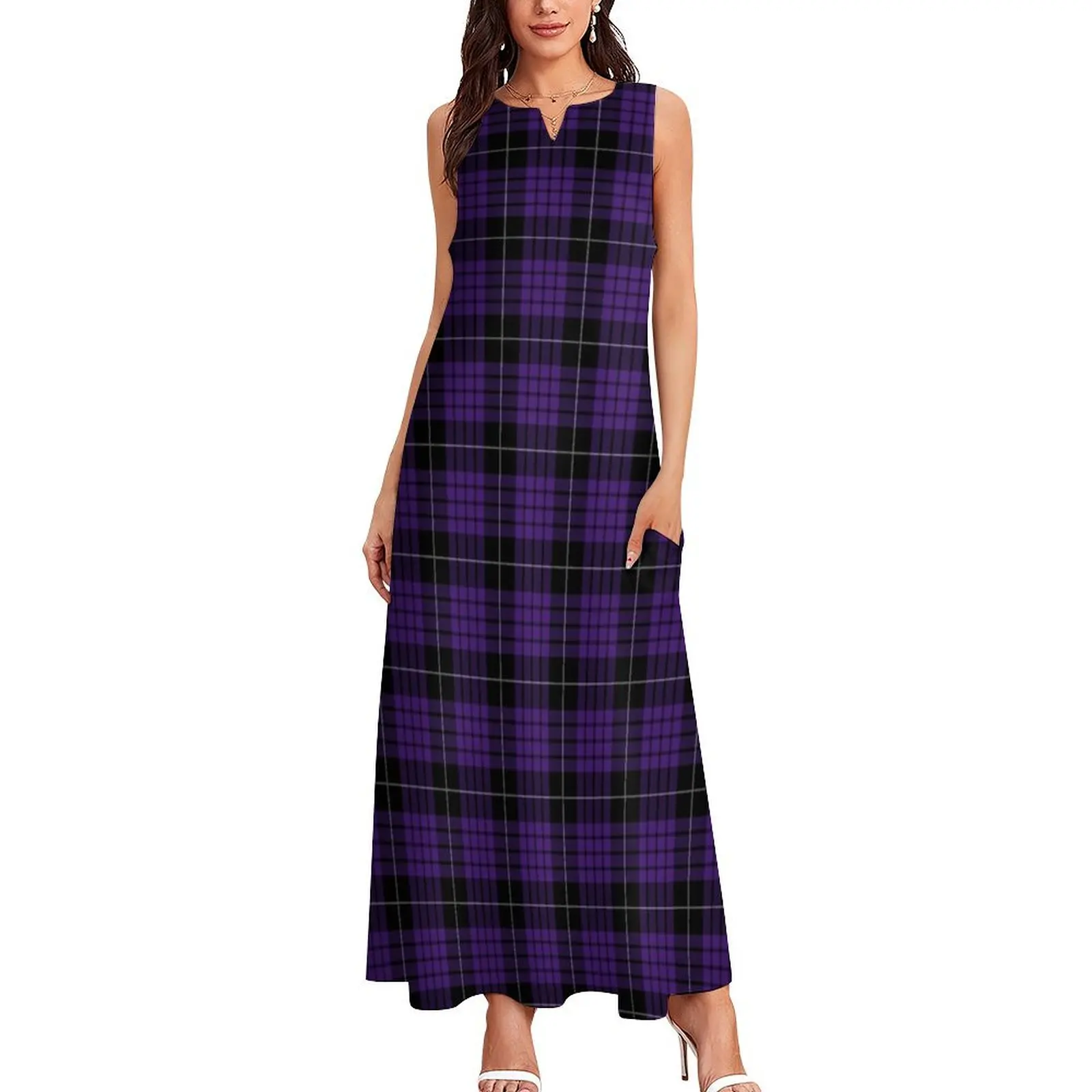 Purple and black tartan, plaid Long Dress luxury dress Bride dresses wedding guest dress 2025