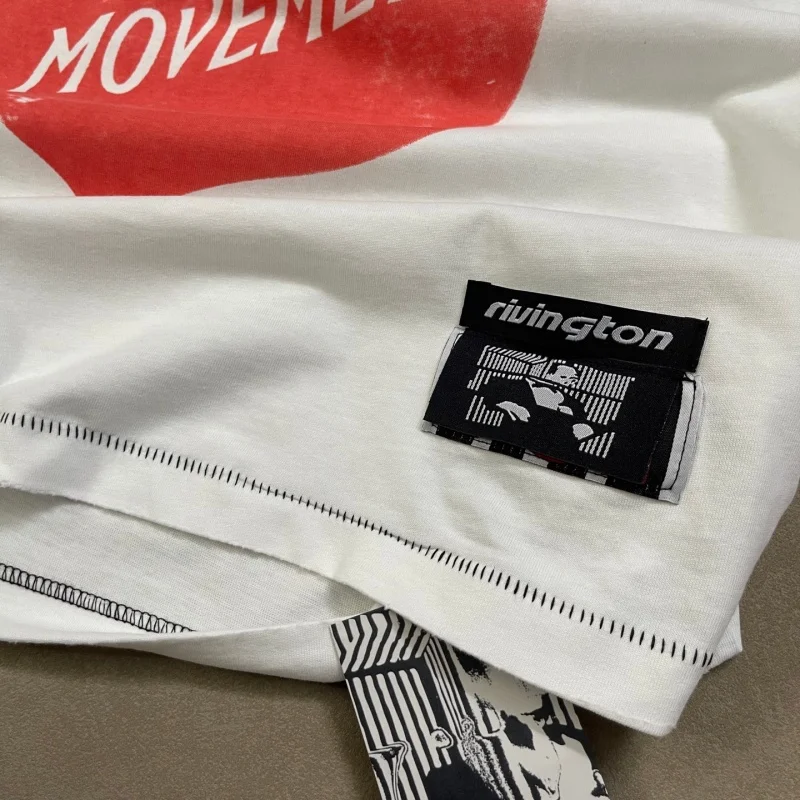 New White RRR123 Red Print TEE High-Quality Summer Crew Neck Stitchwork Men's Women's Short-Sleeve T-Shirt