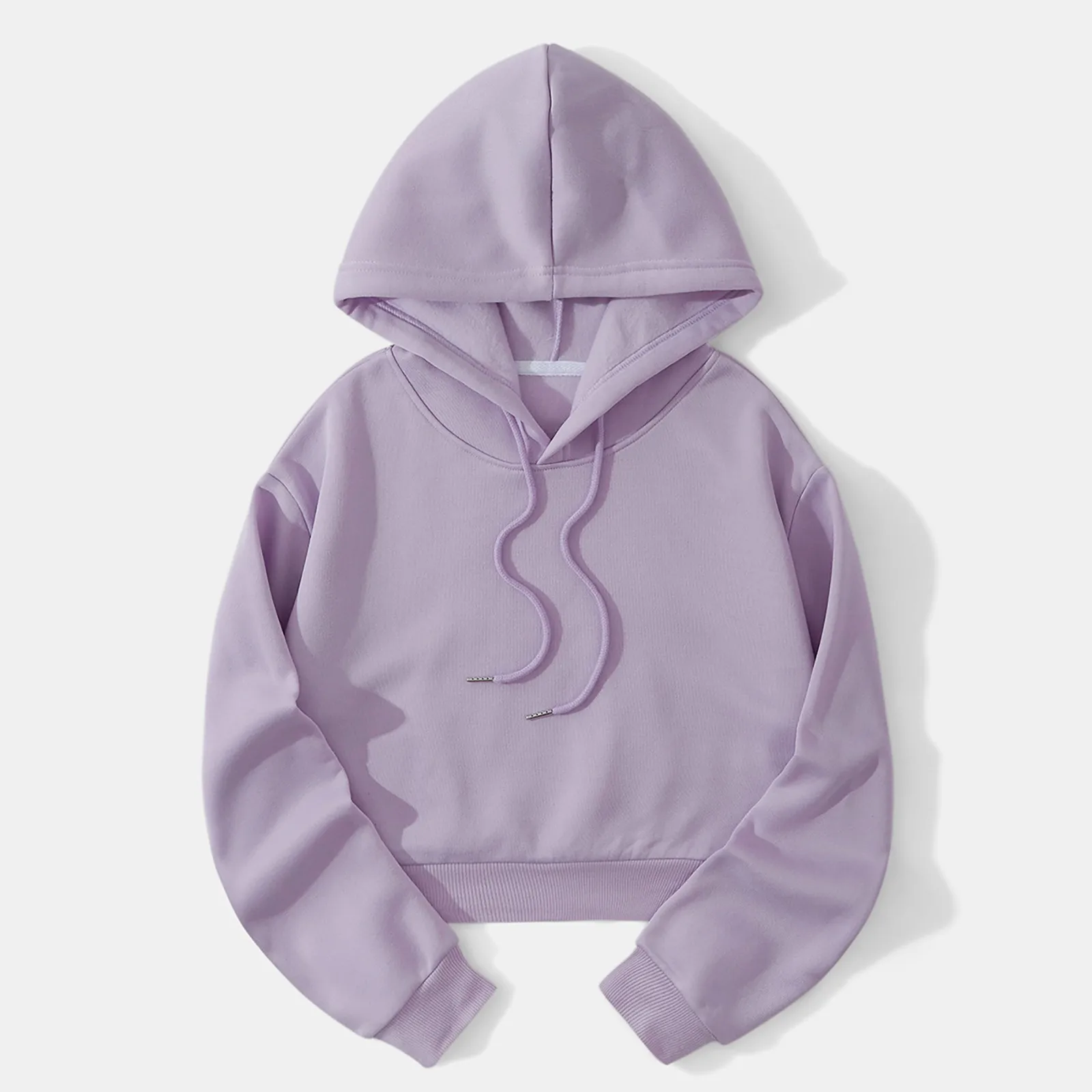 Sudadera corta con capucha para mujer, suéter holgado minimalista con cordón, de gran tamaño, para ocio y otoño