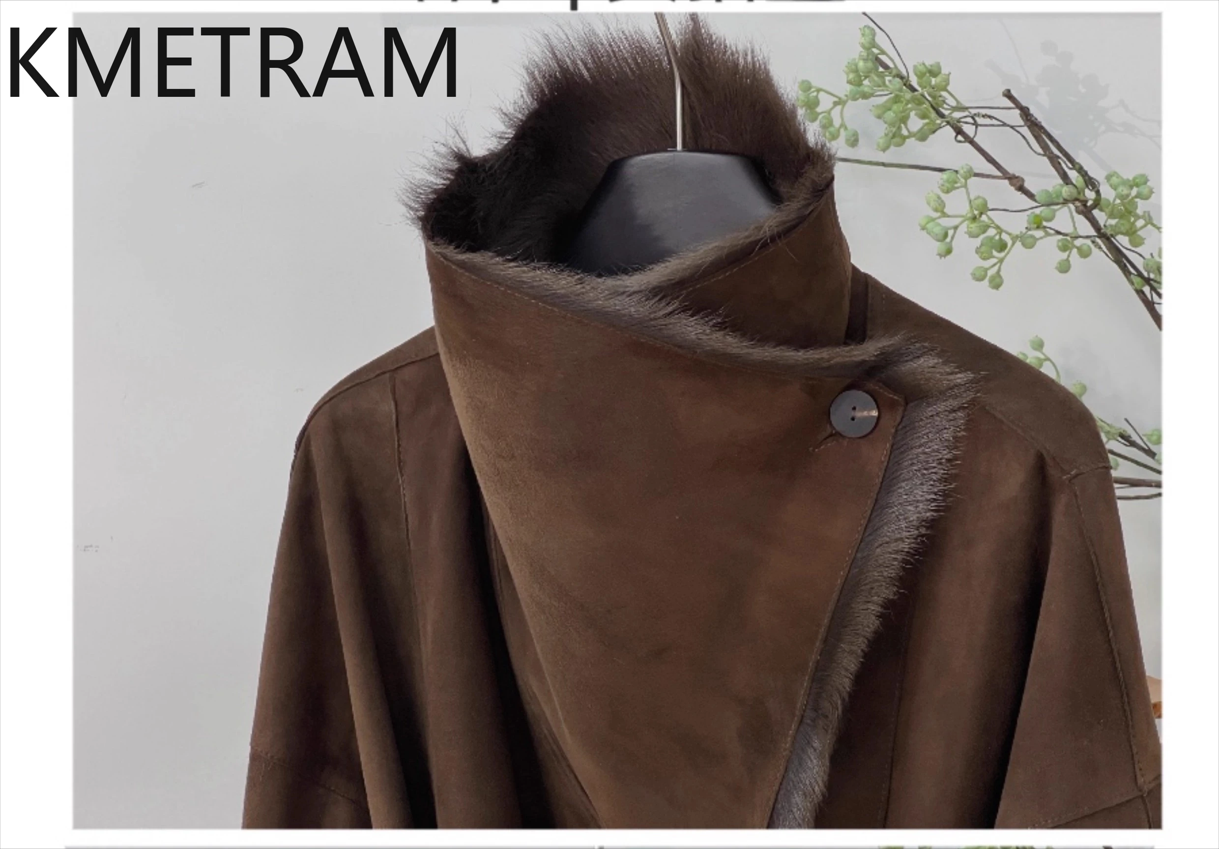 KMETRAM Real Goatskin with Wool Attached Jacket Women Luxury Mid Length Fur Coat 2025 Winter New in Coats Woman Clothing шуба