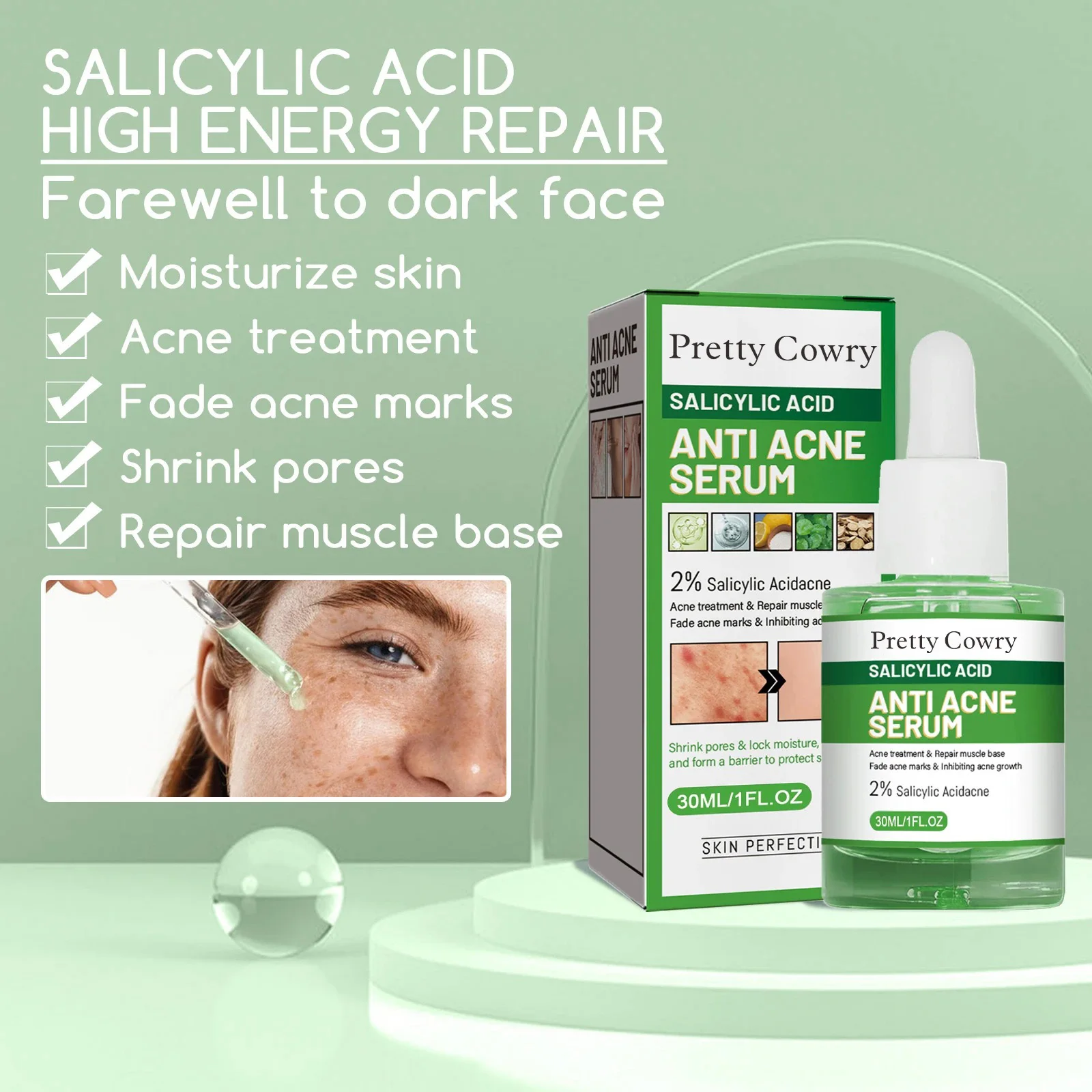 

Anti Acne Face Serum Anti Blemish Salicylic Acid Hydrating Acne Fading Pimples Blackheads Pores Oil Control