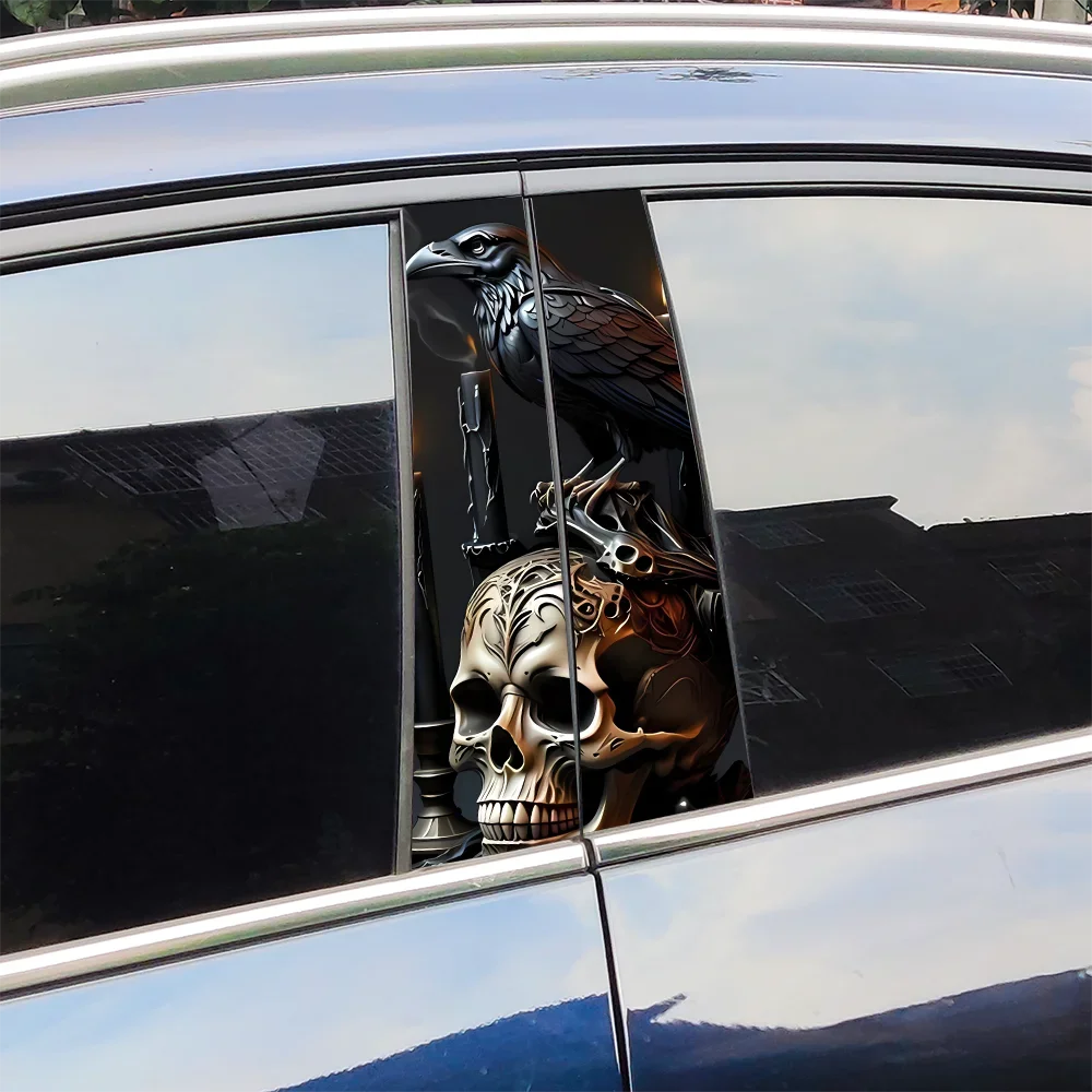

Crow and Skull Car Stickers Auto B-pillar Waterproof Sunscreen Vinyl Decal Auto Center Column Cover Scratches Decor Accessories