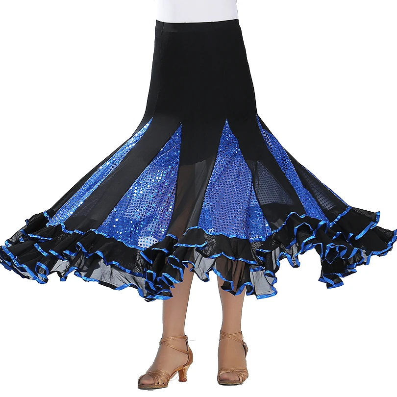 customized women's adult modern dance costume big swing skirt ballroom dance half skirt waltz performance dance long skirt