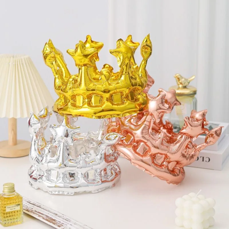

Rose Gold Silver Crown Foil Headband Balloons Head Wear Air Globos Wedding Birthday Party Princess Prince Decors Baby Shower