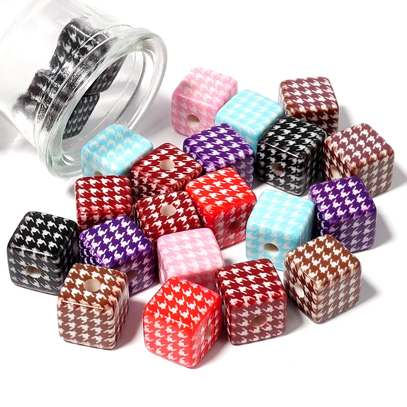10pcs Acrylic Square Shape Beads 14mm Mixed Color Loose Spacer Beads for Jewelry Making DIY Handmade Bracelet Necklace Findings