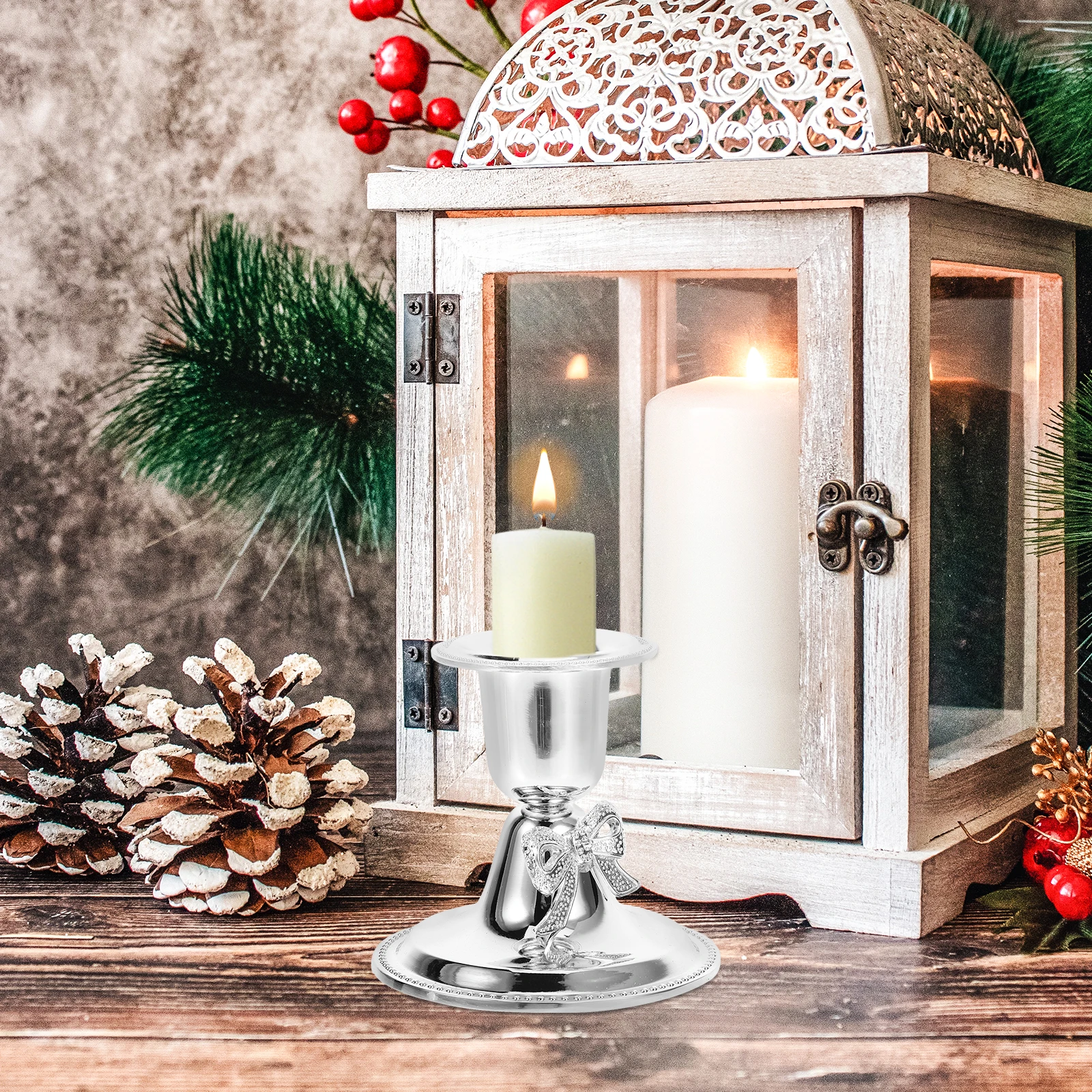

2pcs Vintage Metal Zinc Alloy Resistant Retro Stand Decorative Center Table Holder for Pillar Candles