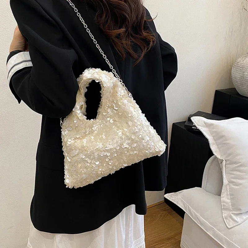 حقائب كروس فاخرة خفيفة ترتر للنساء لربيع وصيف سلاسل رائعة حقيبة كتف مفردة 2025 حقائب يد نسائية أنيقة للحفلات #4