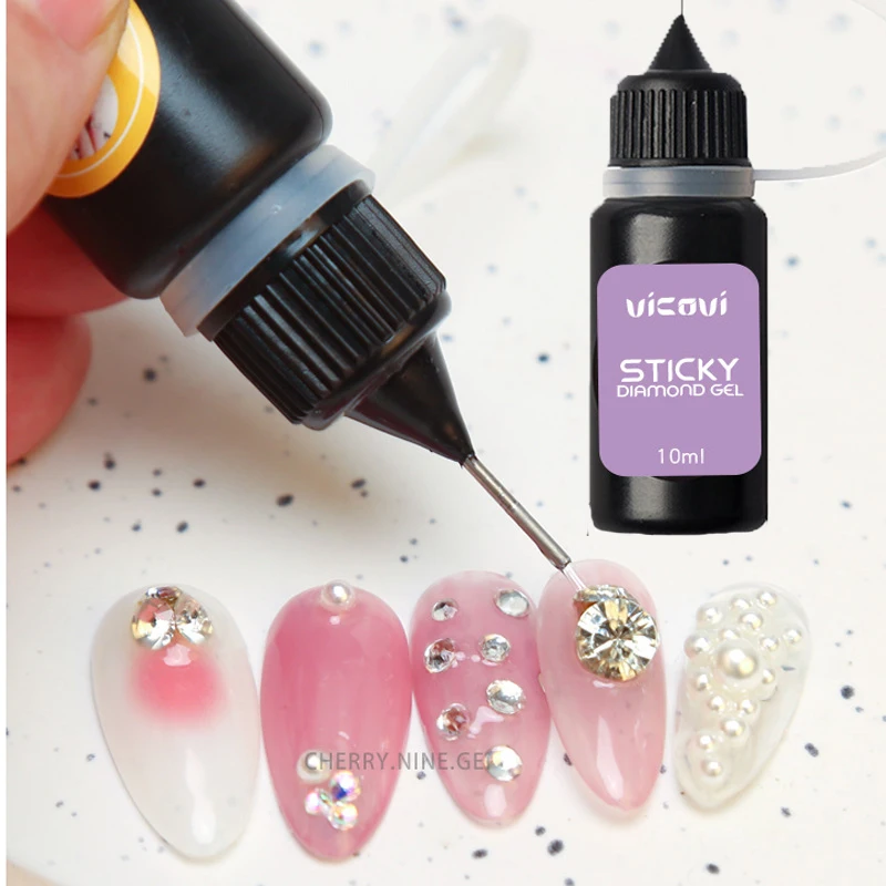 Rhinestone Glue Gel 10ML 2 in 1 Nail Art Gem Glue Precision Filling Wipe-Off Rhinestone Glue Gel Adhesive Resin Gem Jewelry