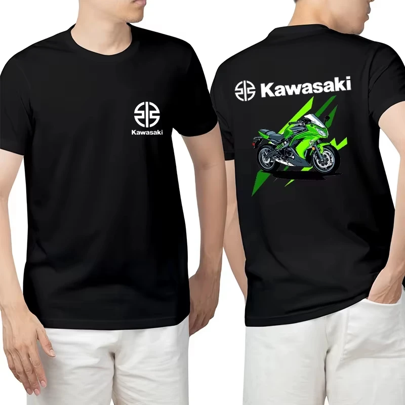

Мужская свободная футболка Kawasaki 2025, хлопковая футболка с принтом, летняя мотоциклетная мужская футболка с матросским воротником, повседневная быстросохнущая спортивная футболка