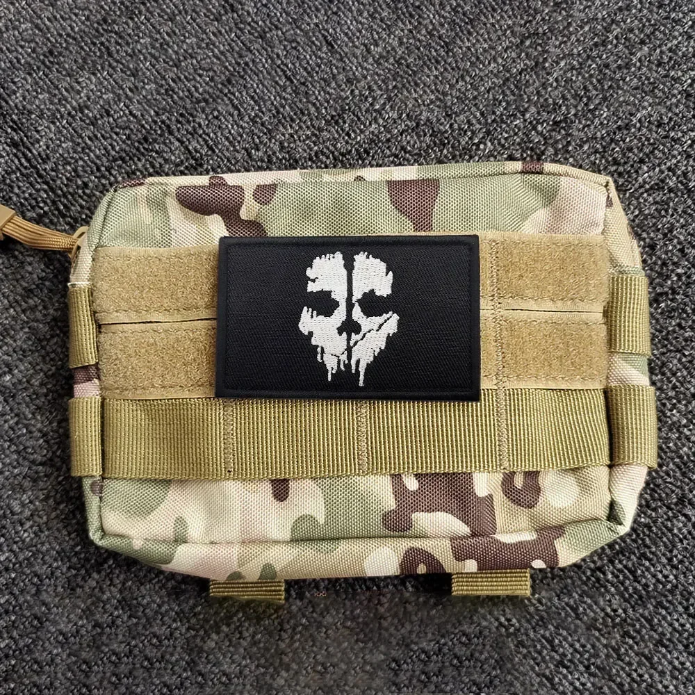 Call of Duty Ghost Emblem Mask Embroidered patches Tactical Backpack Morale Stickers