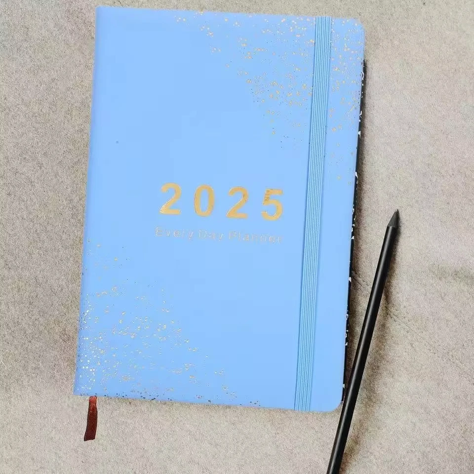 2025 Novo caderno de calendário, 400 páginas, caderno de escrita planejador diário de 365 dias, bloco de notas, planejador, papel para planejamento de negócios