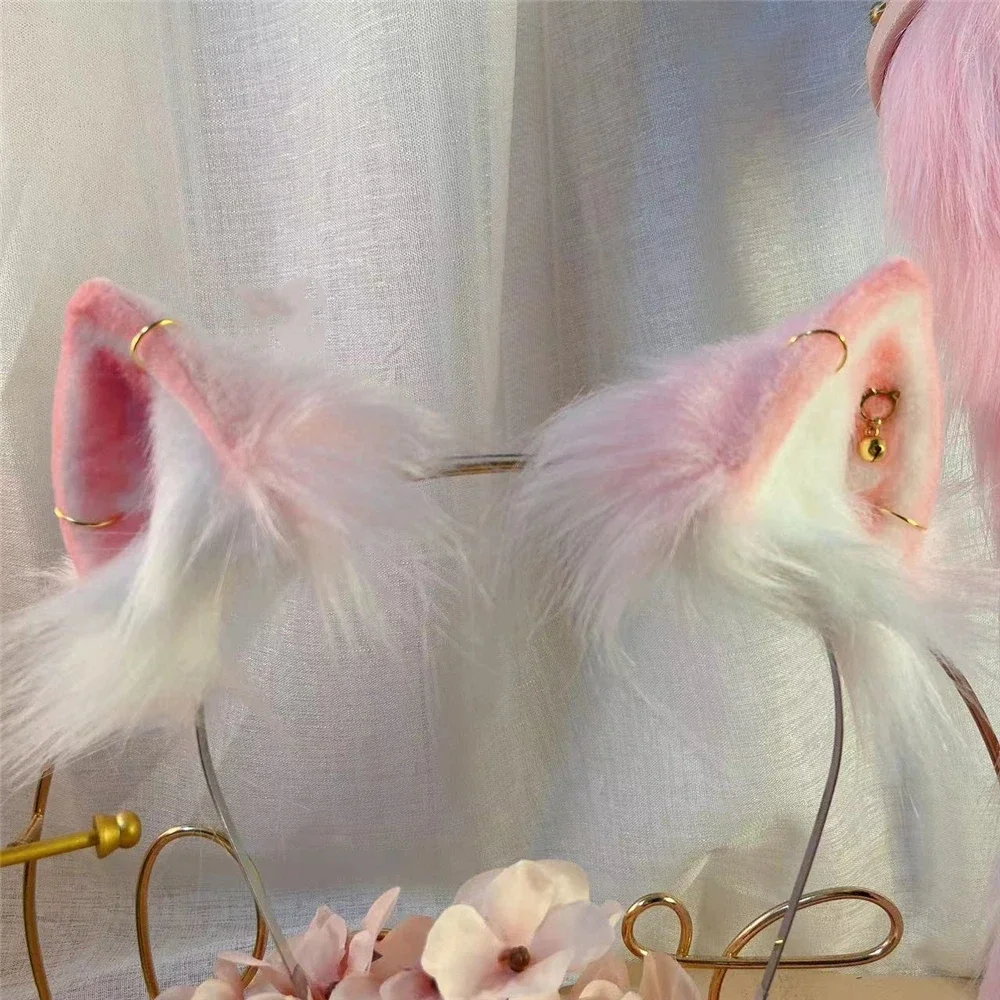 Handmade Carnaval Gothic Lolita Acessories Halloween Cosplay Prop Anime Beast Animals Cat Ears Hairhoop Tail Necklace Earrings