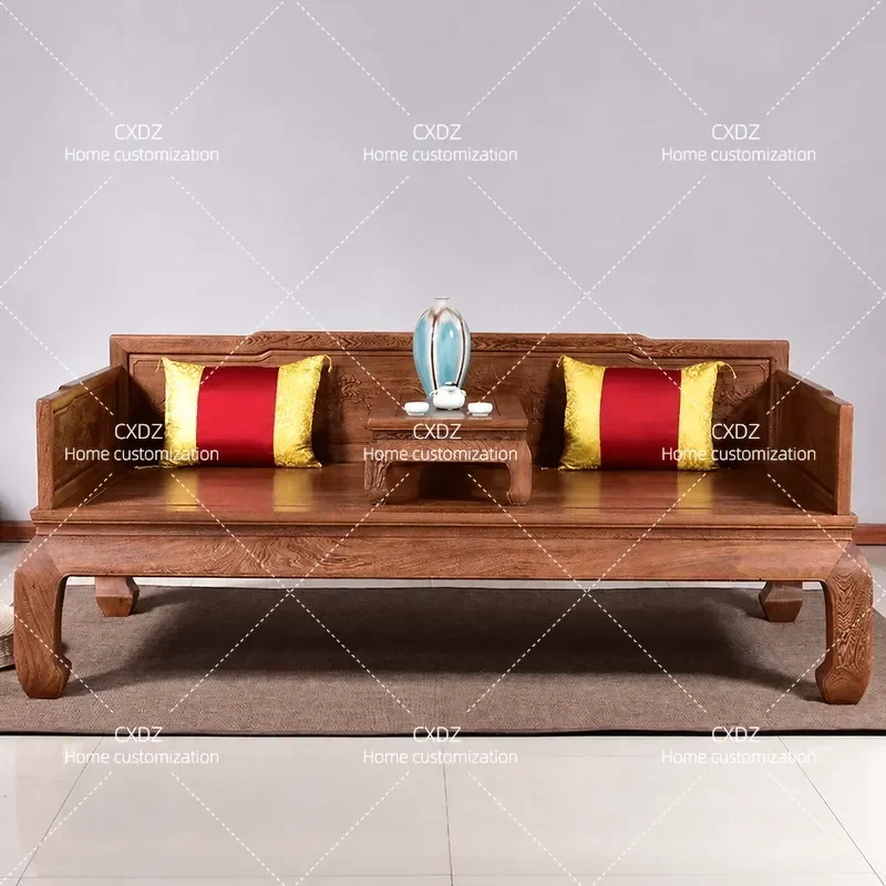 New Chinese Style Living Room Chair and Sofa Set Two Piece Solid Wood Arhat Bed Furniture