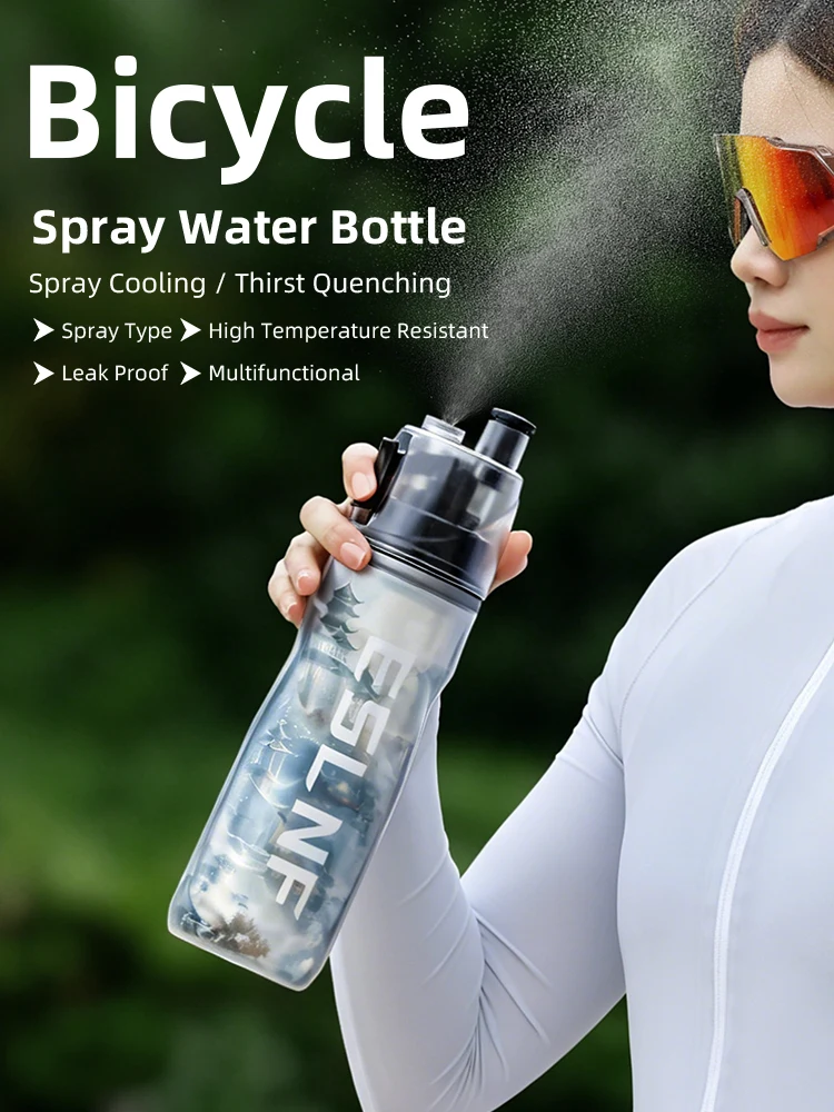 AliExpress ESLNF 2 in 1 Mist Spray Cooling Bike Water Bottle 610ml 21oz Cycling Water Bottle Hot Cold Insulated BPA Free Leak Proof