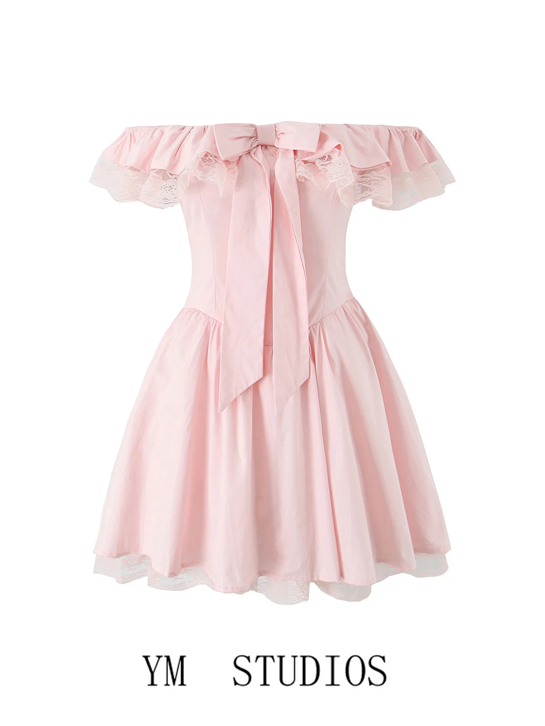 

Розовое кружевное платье с узлом на одно плечо, балетное, с высокой талией, А-силуэт, повседневное, для девочек