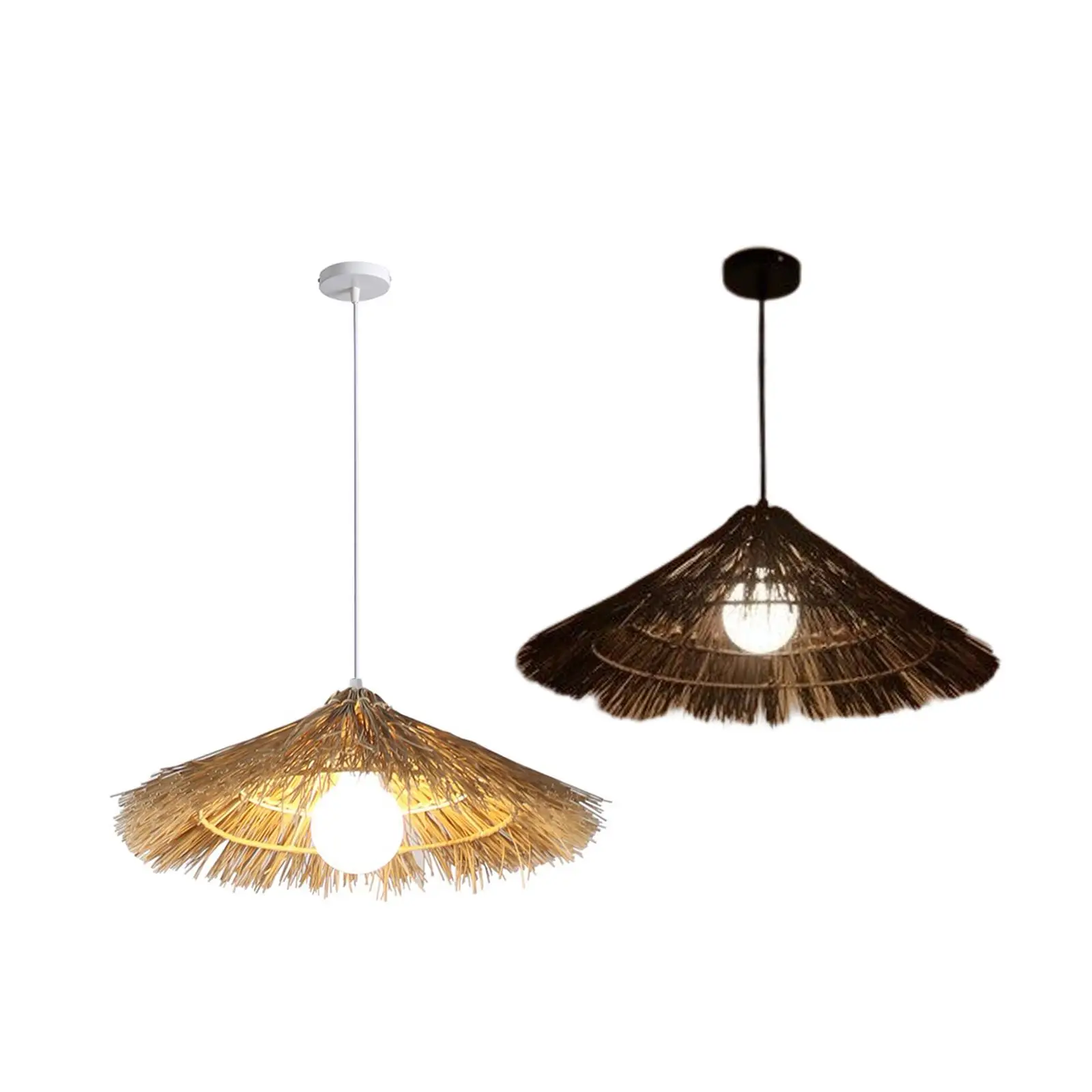 

Modern Hand Woven Pendant Lamp Rattan Lampshade Weaving Chandelier E27 Base