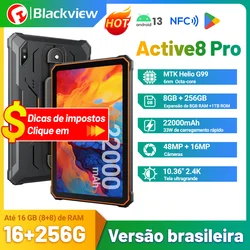 Blackview-Active 8 Pro comprimidos de carregamento rápido robusto, 22000mAh, 10.36 