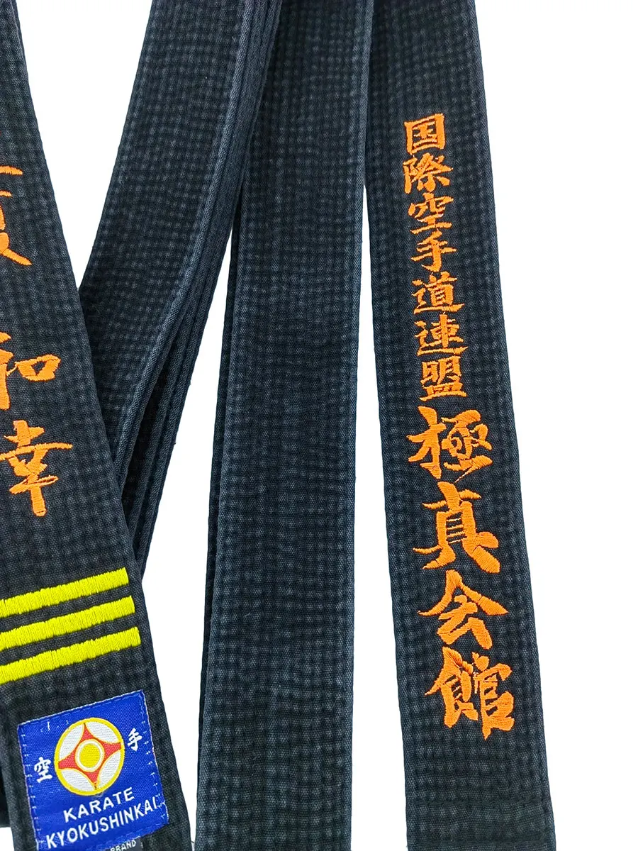 IKF Kyokushin-Cinturón negro de Karate, bordado de artes marciales japonesas, entrenador deportivo maestro, lavado de algodón, nombre personalizado,