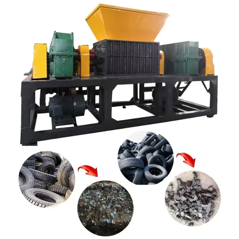 15kW Tire Shredder Machine Stable Operation Rubber Sole Crusher Eco Friendly Recycling Equipment Customized Configuration