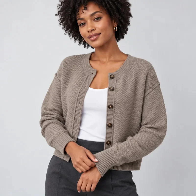 Chic Women Knit Cardigan Sweater Solid Button Down Long Sleeve Loose Fit Casual Outerwear Autumn Winter Streetwear Fashion Tops