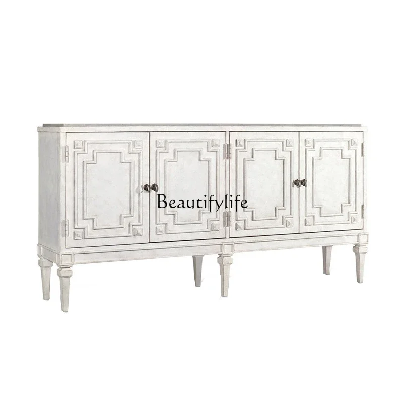 

ls 04American porch cabinet French living room solid wood light luxury European carved storage dining side decorative TV cabinet