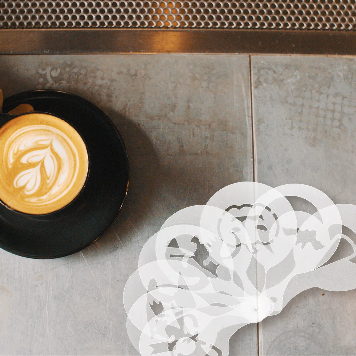32Pcs Coffee Stencils Plastic Tools Easy to Use for Cappuccino Latte Art Templates Coffee Decorating Stencils