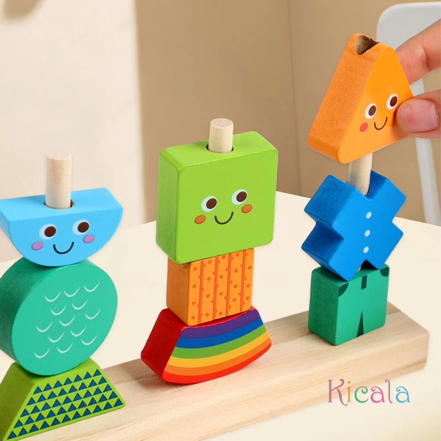 나무 구슬 순서 장난감 세트 표정 구슬 꿰기 장난감 어린이 학습 장난감 집중력 훈련