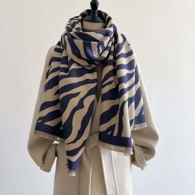 2024 Luxury Brands New Streak Two-Sided Scarf Cashmere Soft Warm Fringe Pashmina Shawl Winter Coldproof Windproof Blanket Scarf