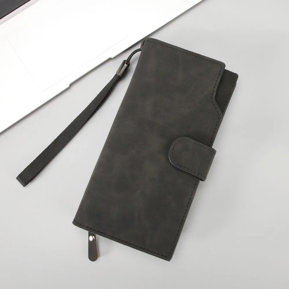 Einfache PU Männer Lange Brieftasche Haspe Geldbörse Business Brieftasche Große Kapazität Handtasche Karte Halter Damen