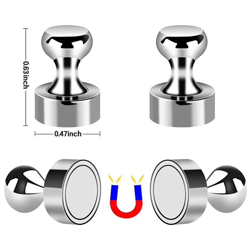 54Pcs Metal Magnetic Push Pins Magnetic Thumb Tacks, Practical Fridge Magnets, Perfect For Whiteboard, Magnet Board