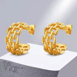 Vnox Chain Earrings for Women, Anti Allergy Gold Color Stainless Steel Ear Gifts for Mom Wife Girlfriend Birthday Party Jewelry