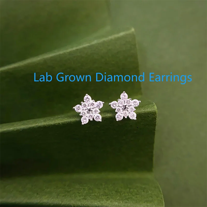 

Round Shape 0.35ctw Lab Grown Diamond CVD HPHT DEF VS-VVS Platinum 950 Prongs Setting Diamond Earrings For Women