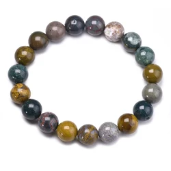 Natural Genuine Ocean Jasper Stone 6 8 10mm Round Beads Strand Bracelet Jewelry Women Men Ocean Agate Jewelry loversGift