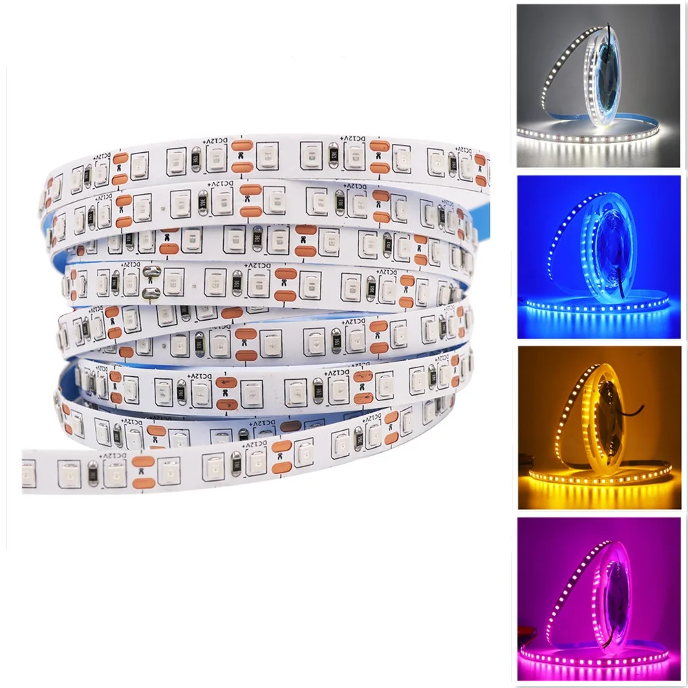 DC12V 24V LED Strip 5M 600LEDs Flexible Cuttable Tape Diode Light 2835 SMD Super Brightness Soft Non-waterproof Ribbon Lamp