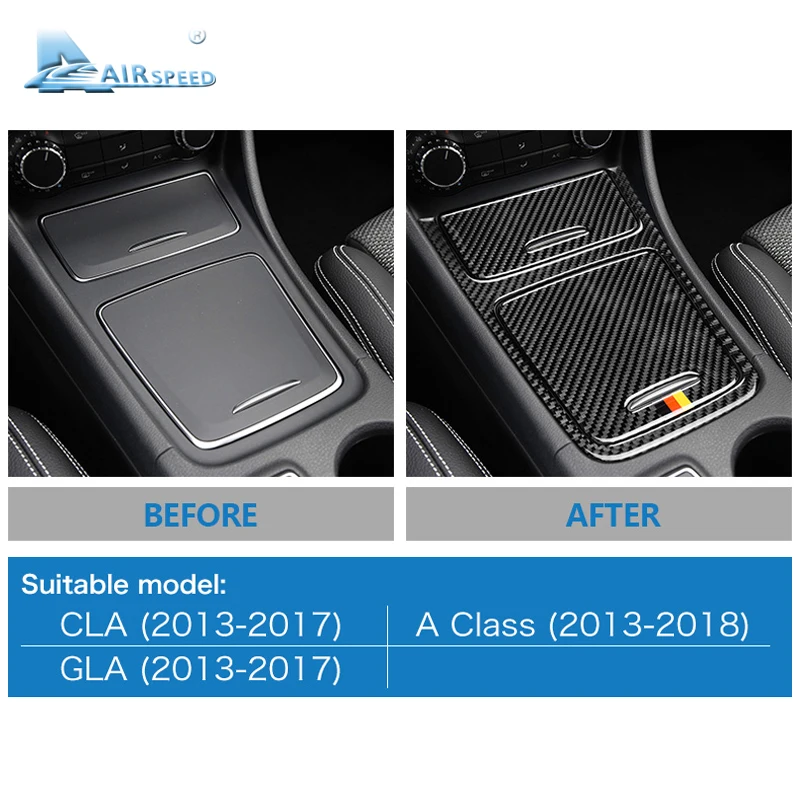 Real Soft Carbon Fiber Sticker for Mercedes Benz A Class W176 CLA C117 GLA X156 2013-2018 Car Center Console Panel Accessories