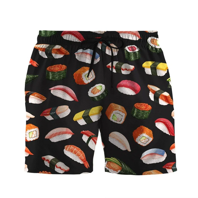 Creative Fried Chicken Sushi 3d Print Beach Shorts For Men Kids Summer Vacation Cool Surf Board Shorts Cool Street Short Pants