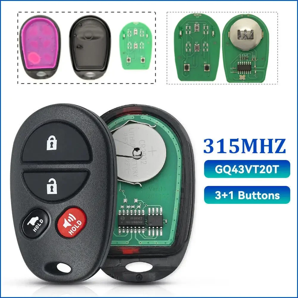 315Mhz 3/4 أزرار التحكم عن بعد دخول بدون مفتاح مفتاح السيارة فوب GQ43VT20T لتويوتا كلوغر أوريون 2007 2008 2009 2010 2011