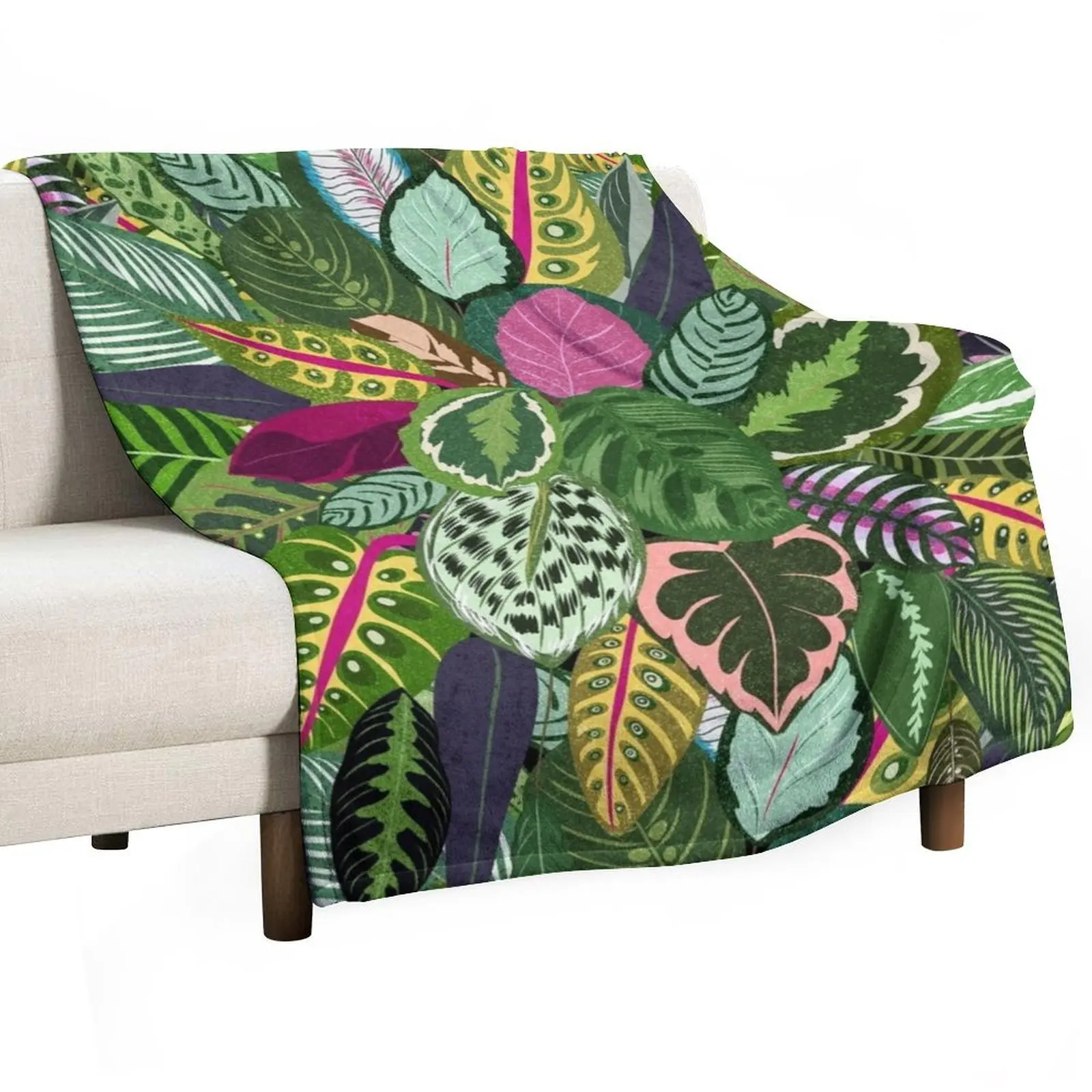 

Prayer Plant Painting Calathea Throw Blanket wednesday Stuffeds Thin Furry Blankets