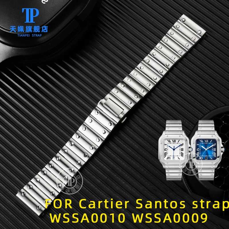 21mm Quick release steel watchband Solid stainless steel For Cartier Santos wssa0010 men's wristband bracelet butterfly buckle