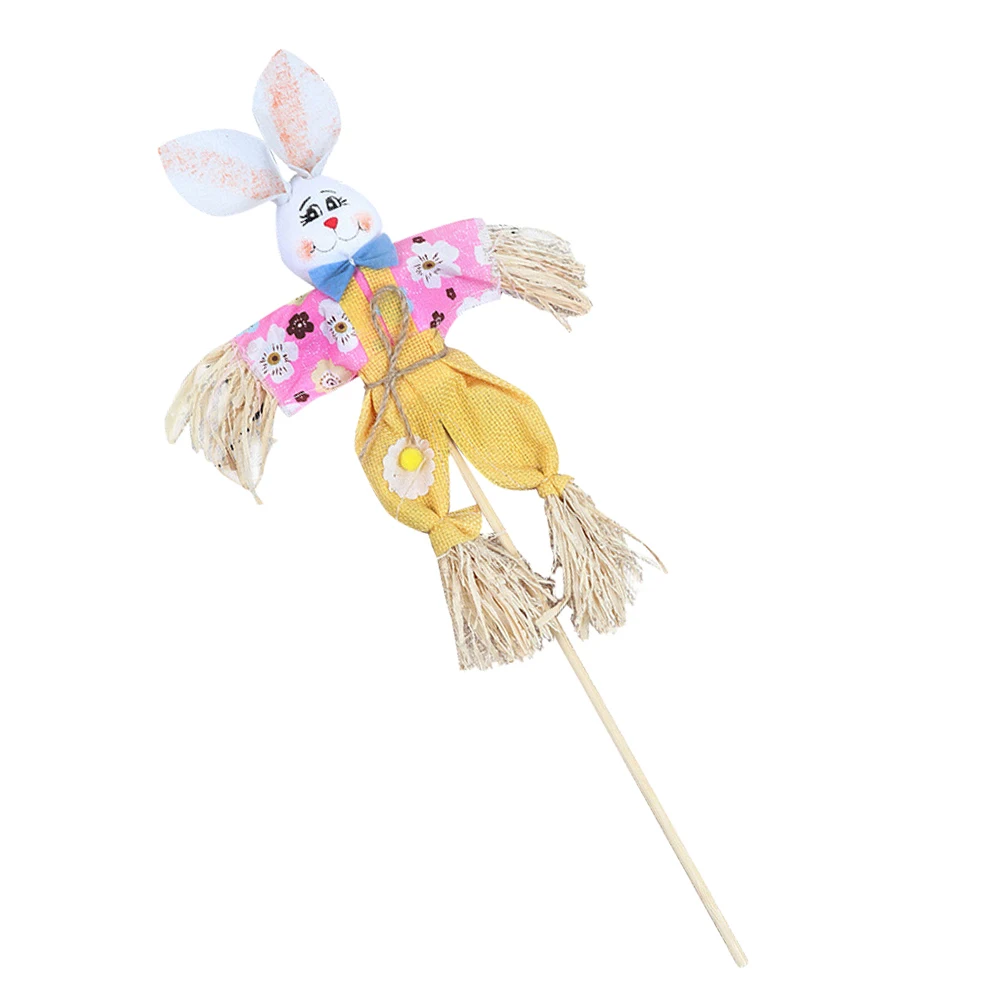 

Cute Rabbit 15in Harvest Jackstraw Straw Harvest Decor Halloween Thanksgiving Garden Stake Fall Display Yard nament
