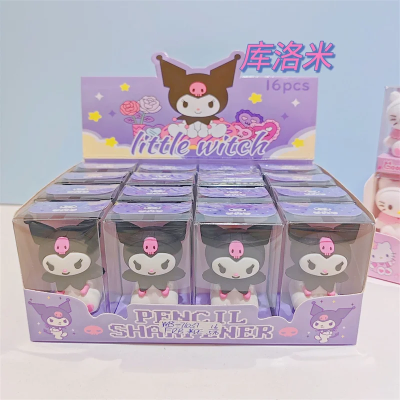 

16 pcs/lot Sanrio Kawaii Kuromi Cat Pencil Sharpener Cute Mini hand mechanical Cutter Knife stationery gift school supplies