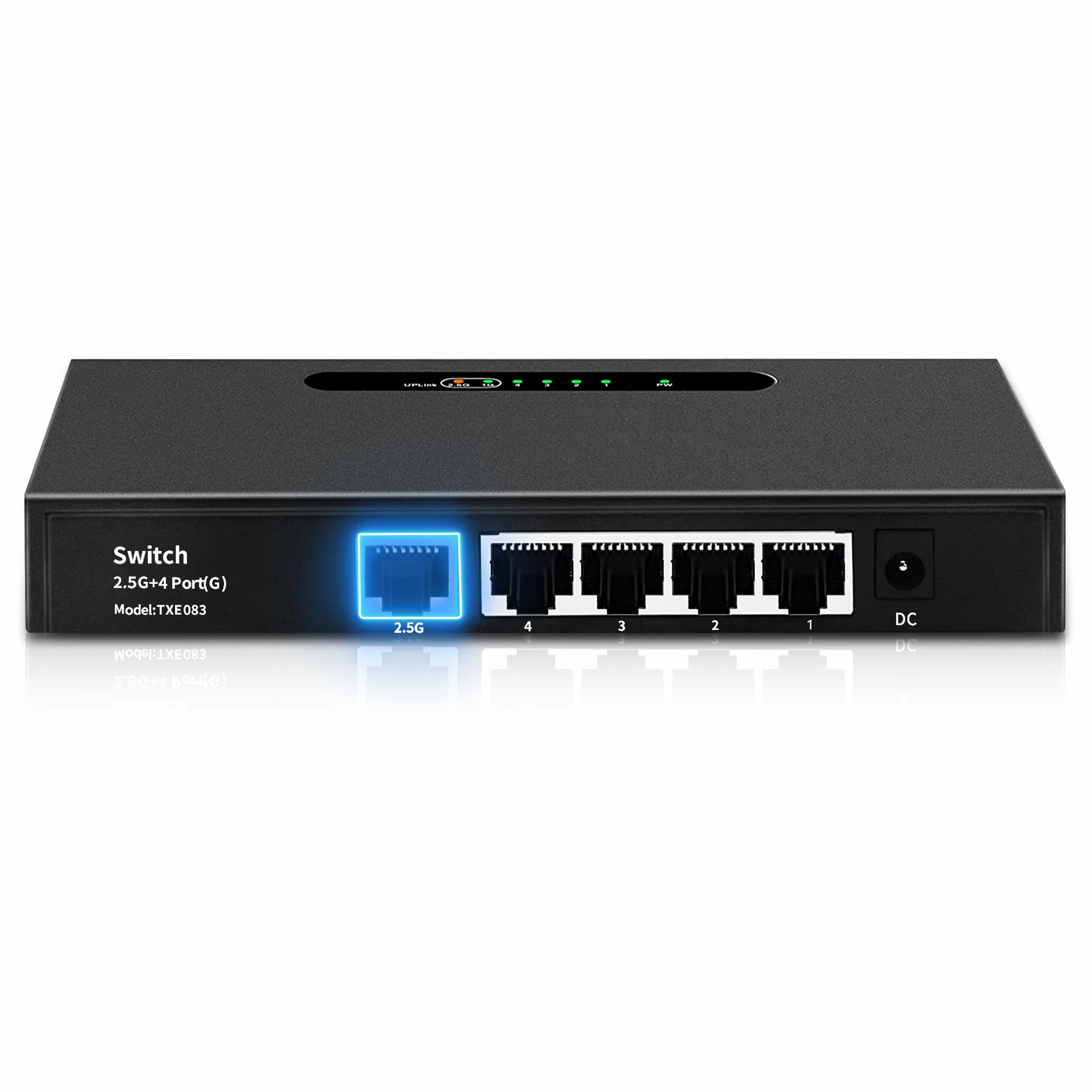 2.5G Uplink Ethernet Switch, 2.5Gb Uplink Port & 4×1000Mbps Ethernet Port, Home Multi-Gigabit Network Hub Switch, Unmanaged