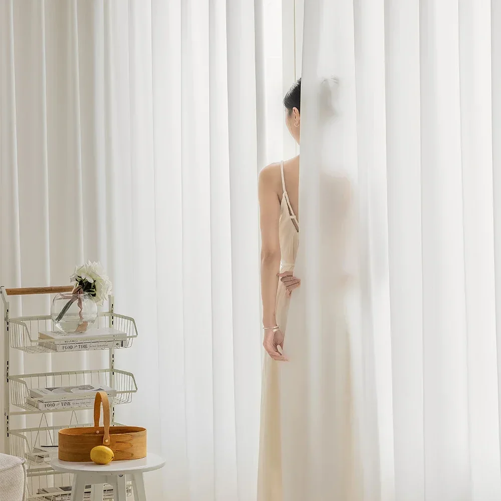 

Window Curtain Chiffon Partition Tulle for Living Room Bedroom Houses decor Waterproof Uv protection Curtain Hook