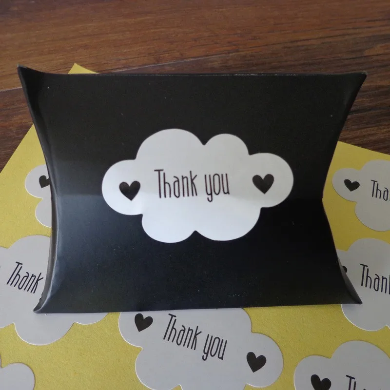 120pcs 4.6x3cm Kawaii Thank you Adhesive Seal Sticker White Cloud Shape Paper Sticker For Gift Candy Box Scrapbook Label Sticker